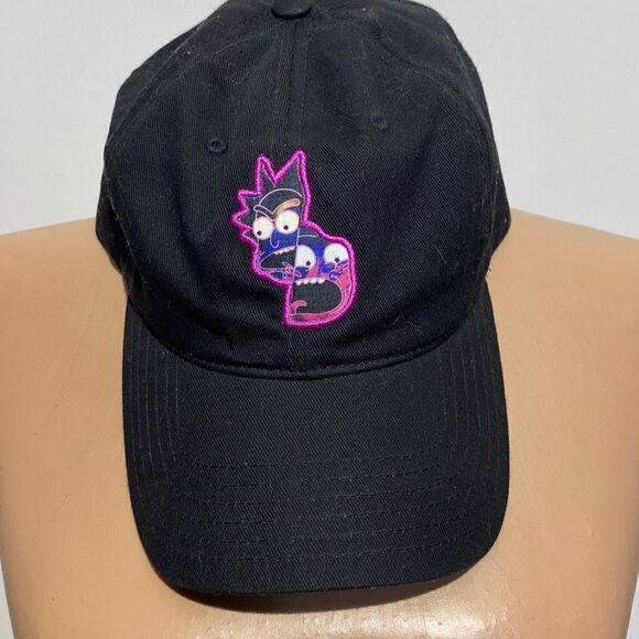Rick & Morty Men's 5 Panel Adult Swim Adjustable Buckle Strap Black Cap OS - Picture 1 of 7